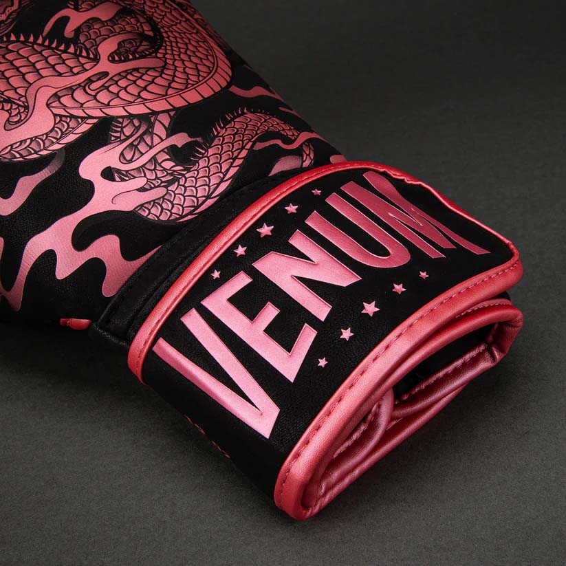 Venum Dragon's Flight Boxing Gloves Black/Metallic Pink at Bytomic Trade and Wholesale