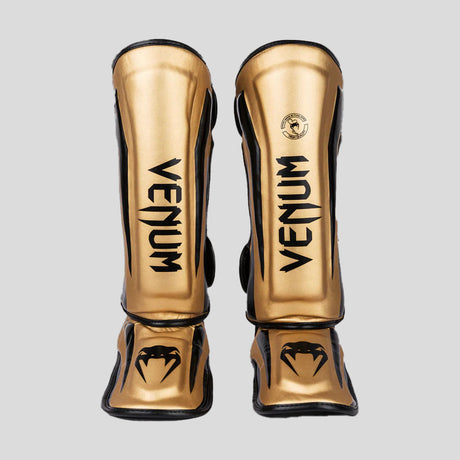 Venum Elite Stand Up Shin Guards Gold/Black at Bytomic Trade and Wholesale
