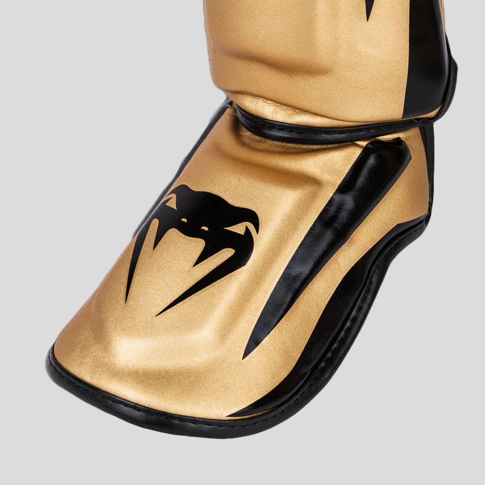 Venum Elite Stand Up Shin Guards Gold/Black at Bytomic Trade and Wholesale