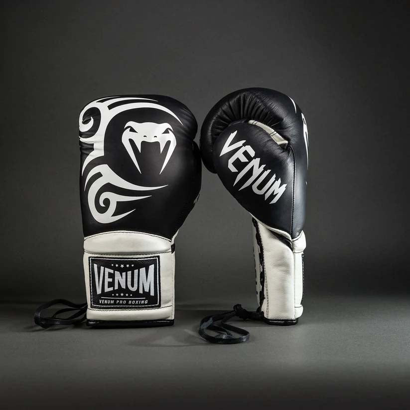 Venum Giant 2.0 Mike Tyson Pro Laced Boxing Gloves Deep Black/Optical White at Bytomic Trade and Wholesale