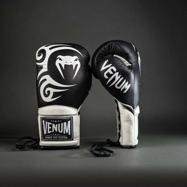 Venum Giant 2.0 Mike Tyson Pro Laced Boxing Gloves Deep Black/Optical White at Bytomic Trade and Wholesale