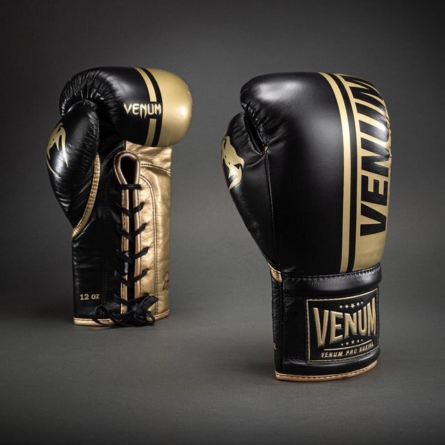 Venum Shield Pro Boxing Gloves with Laces Black/Gold    at Bytomic Trade and Wholesale