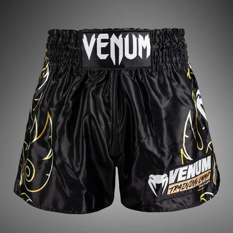 Venum VTC Flames Muay Thai Shorts Black/Gold at Bytomic Trade and Wholesale