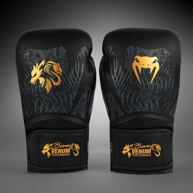 Venum x Chimaev Boxing Gloves Black/Gold at Bytomic Trade and Wholesale