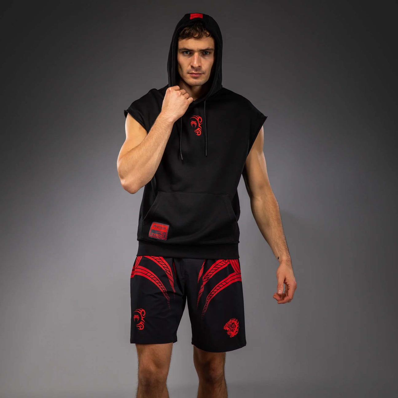 Venum x Mike Tyson Tiger Sleeveless Hoodie Deep Black/Intense Red    at Bytomic Trade and Wholesale