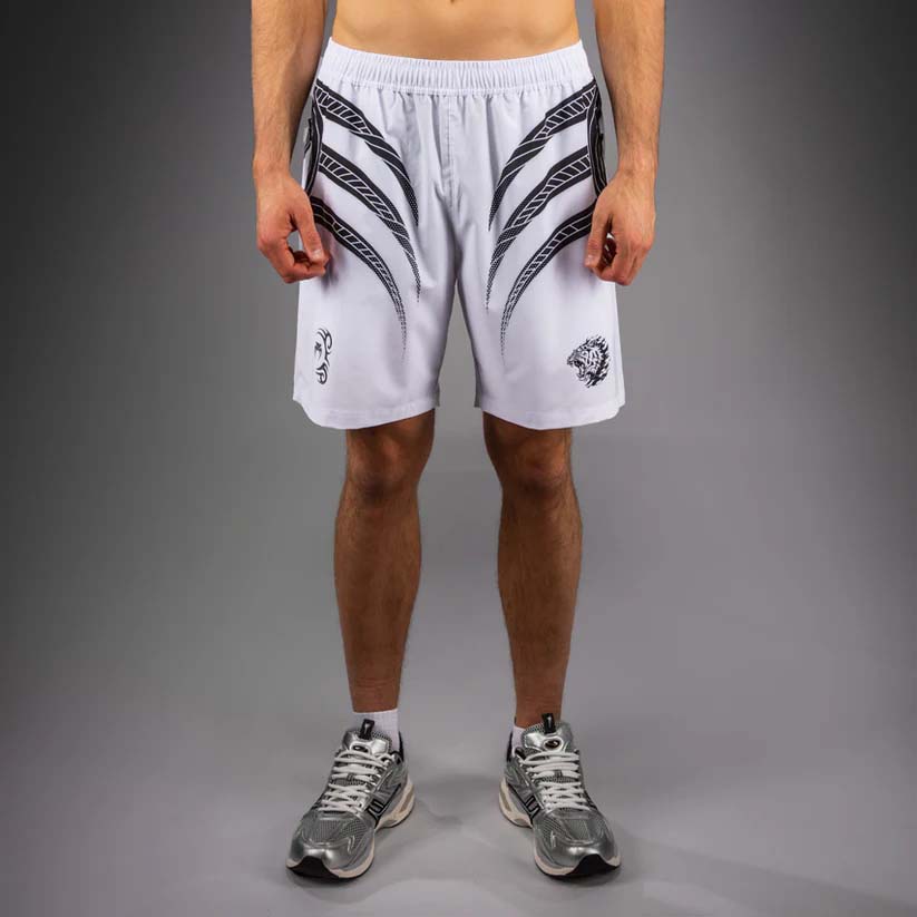Venum x Mike Tyson Tiger Training Shorts Optical White/Deep Black    at Bytomic Trade and Wholesale