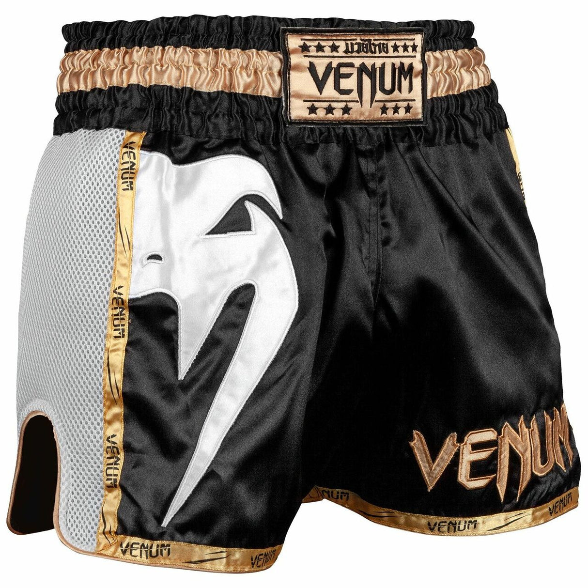 Venum Giant Muay Thai Shorts Black/White/Gold Small  at Bytomic Trade and Wholesale