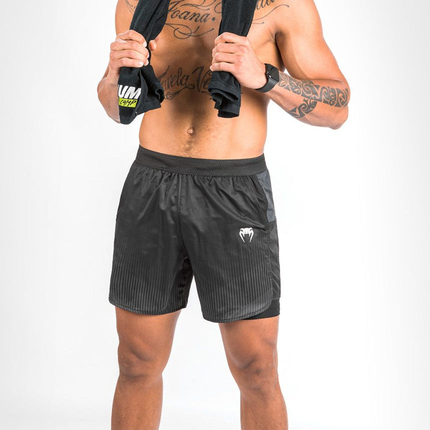 Black/Grey Venum Biomecha 2-In-1 Training Shorts    at Bytomic Trade and Wholesale