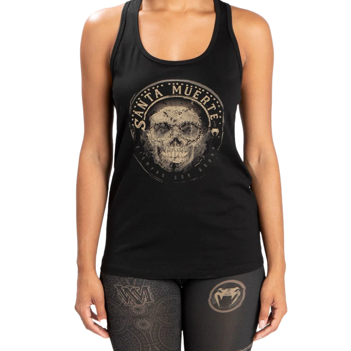 Black/Brown Venum Womens Santa Muerte Dark Side Tank Top    at Bytomic Trade and Wholesale