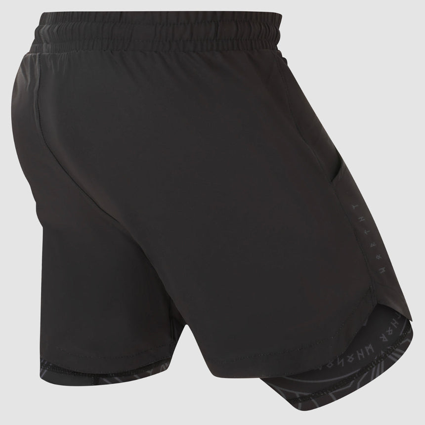 Black/Black Fumetsu Mjolnir Dual Layer Training Shorts    at Bytomic Trade and Wholesale