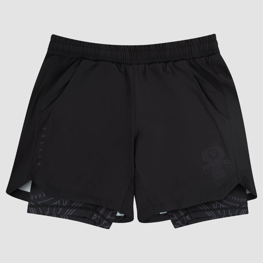 Black/Black Fumetsu Mjolnir Dual Layer Training Shorts    at Bytomic Trade and Wholesale