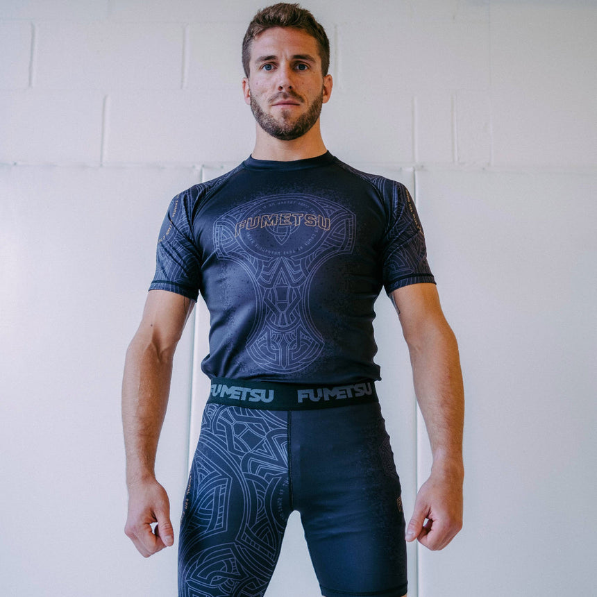 Black/Bronze Fumetsu Mjolnir Vale Tudo shorts    at Bytomic Trade and Wholesale