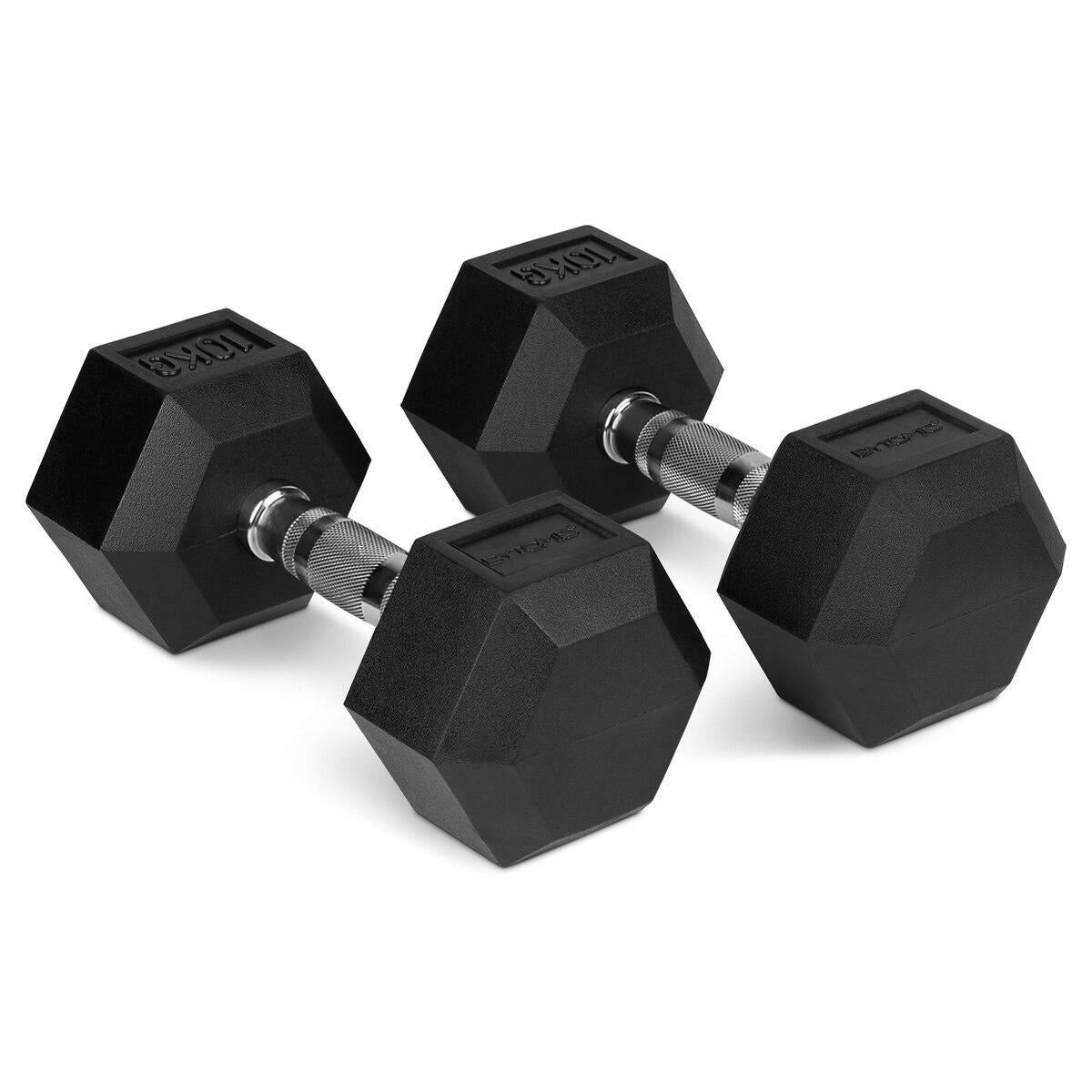 Black Bytomic Rubber 10kg Hexagon Dumbbell Set    at Bytomic Trade and Wholesale