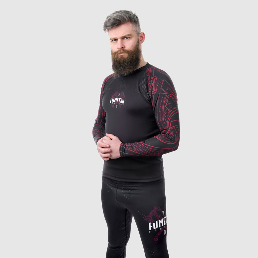 Black/Red Fumetsu Berserker Long Sleeve Rash Guard    at Bytomic Trade and Wholesale