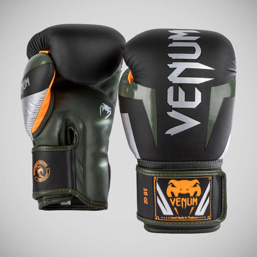 Black/Silver/Khaki Venum Elite Boxing Gloves    at Bytomic Trade and Wholesale