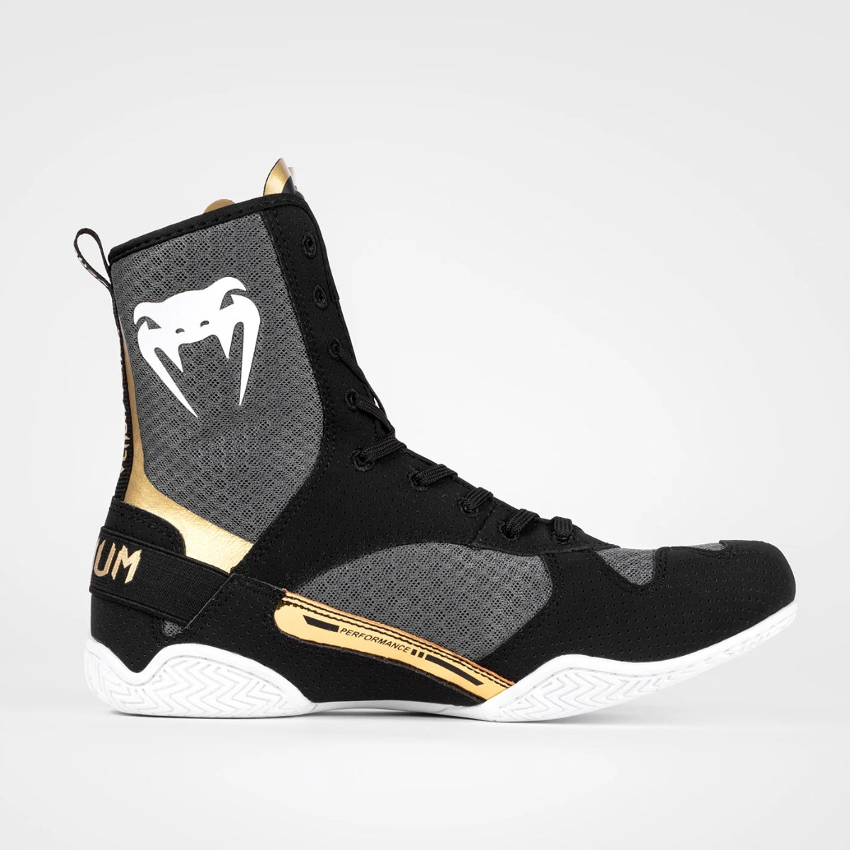 Black/White/Gold Venum Elite Boxing Shoes    at Bytomic Trade and Wholesale