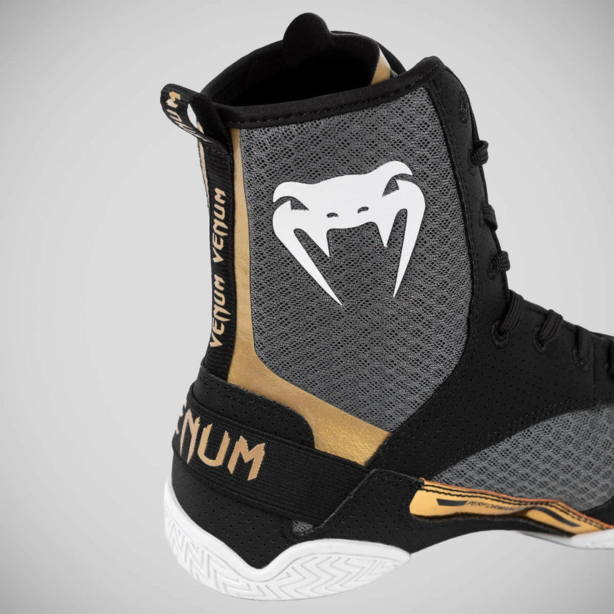 Black/White/Gold Venum Elite Boxing Shoes    at Bytomic Trade and Wholesale