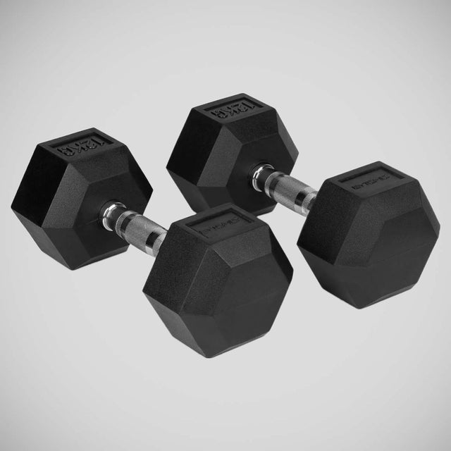 Black Bytomic Rubber 12kg Hexagon Dumbbell Set    at Bytomic Trade and Wholesale