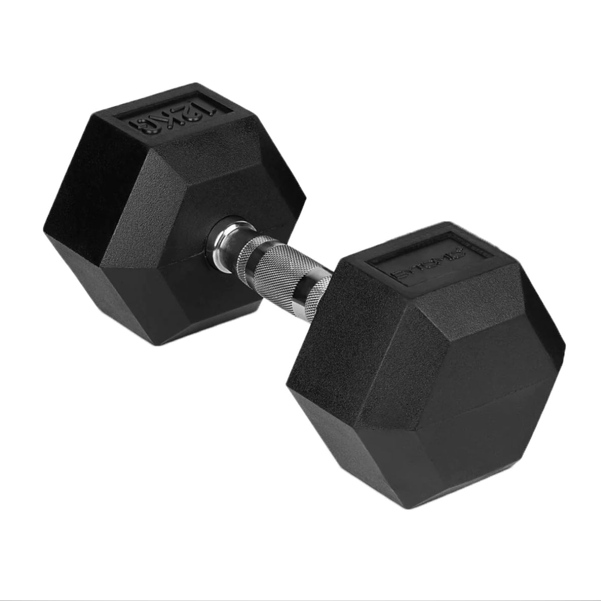 Black Bytomic Rubber 12kg Hexagon Dumbbell Single    at Bytomic Trade and Wholesale
