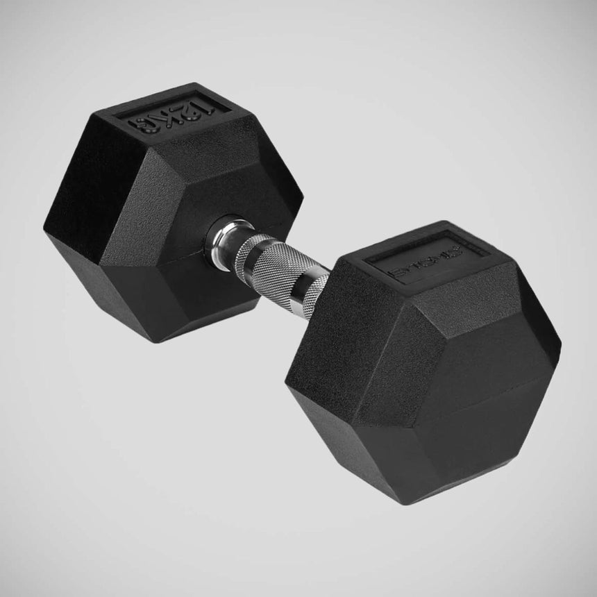 Black Bytomic Rubber 12kg Hexagon Dumbbell Single    at Bytomic Trade and Wholesale