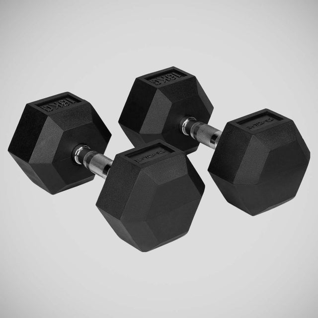 Black Bytomic Rubber 16kg Hexagon Dumbbell Set    at Bytomic Trade and Wholesale
