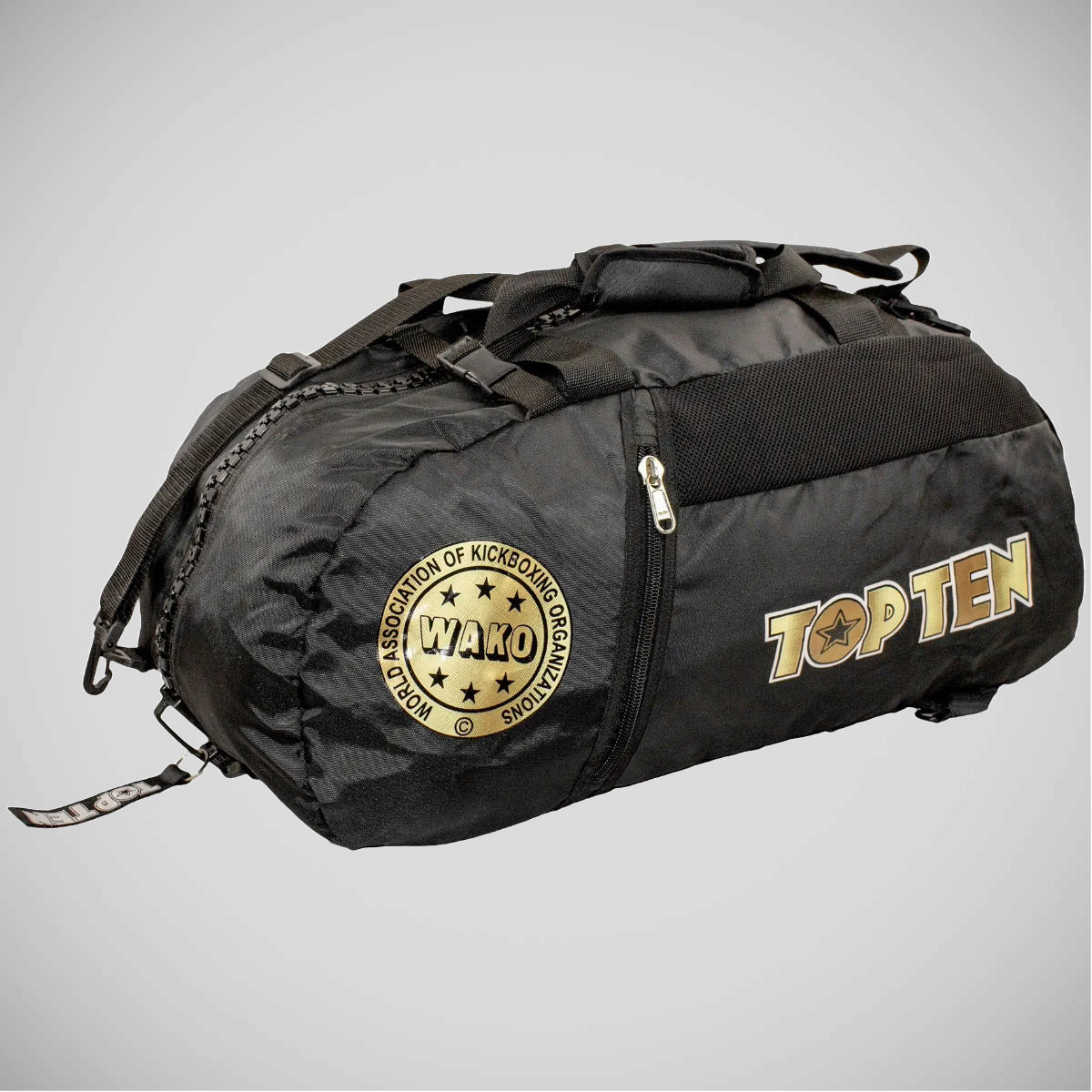Black/Gold Top Ten WAKO Convertible Sportsbag/Backpack    at Bytomic Trade and Wholesale