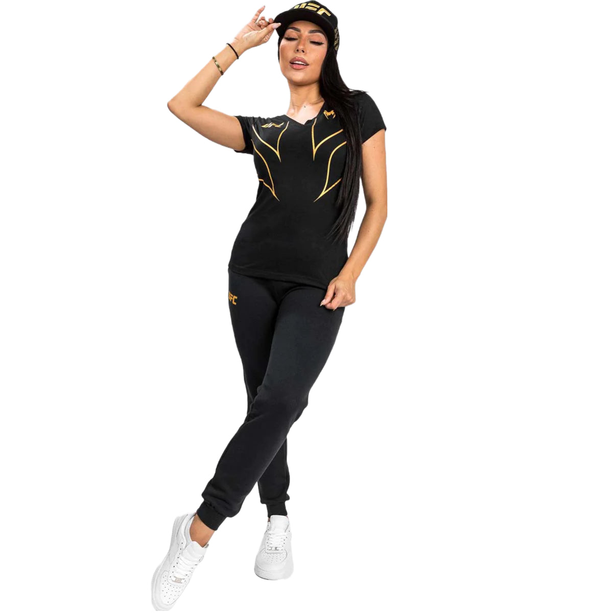 Black/Gold Venum UFC Fight Night 2.0 Replica Women's T-Shirt    at Bytomic Trade and Wholesale