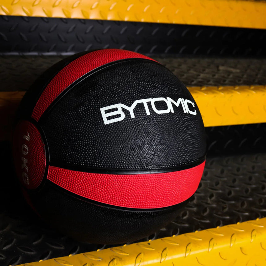 Black/Red Bytomic 7kg Rubber Medicine Ball    at Bytomic Trade and Wholesale