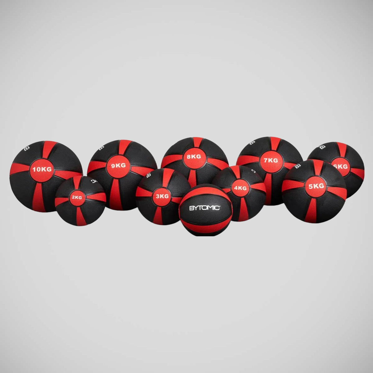 Black/Red Bytomic 9kg Rubber Medicine Ball    at Bytomic Trade and Wholesale