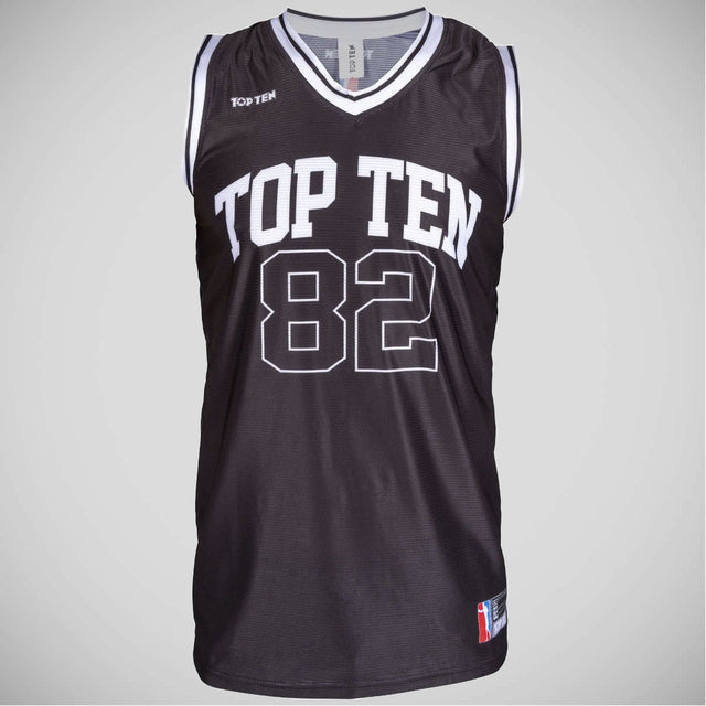 Black Top Ten Fighter Jersey Tank Top    at Bytomic Trade and Wholesale