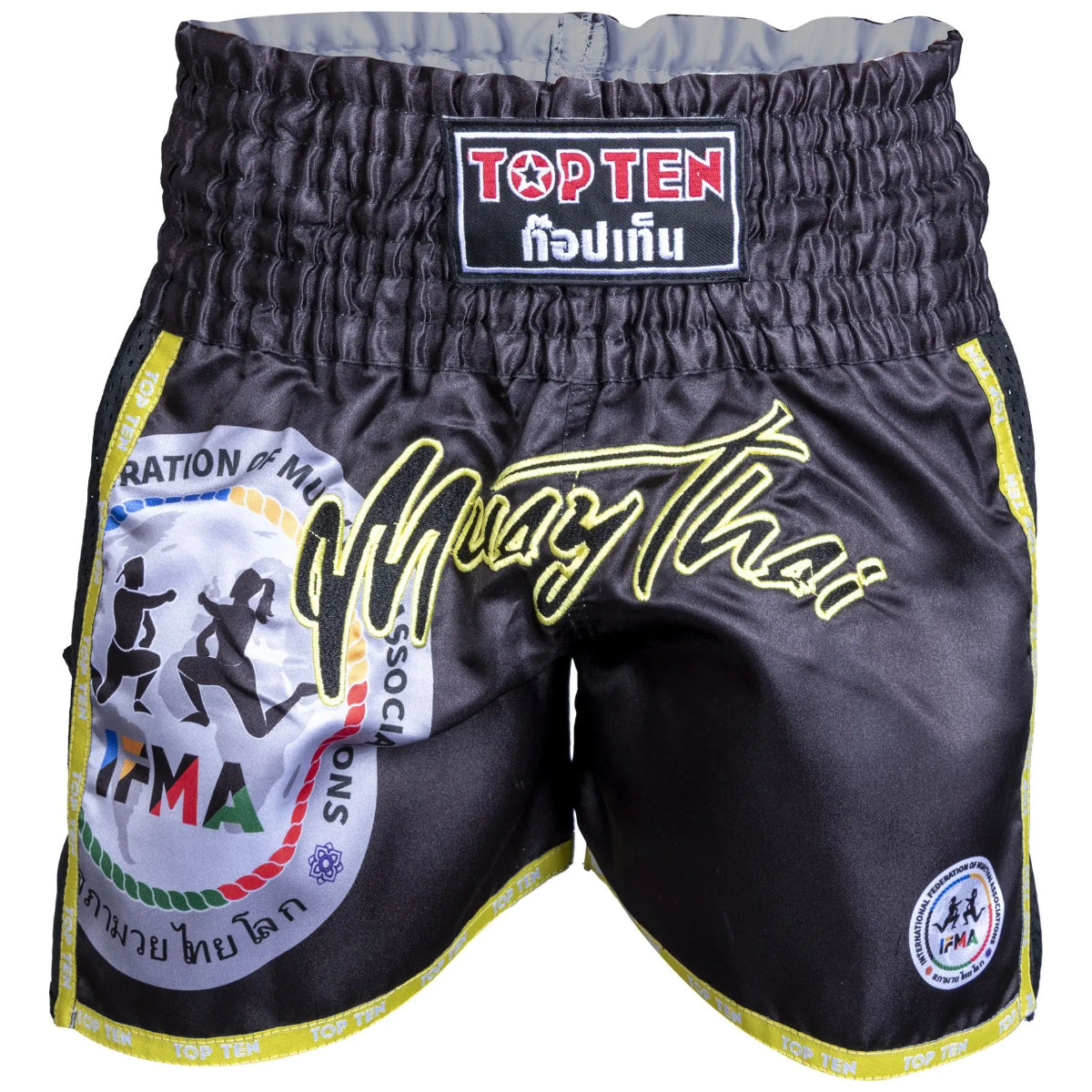 Black Top Ten Prachao IFMA Muay Thai Shorts    at Bytomic Trade and Wholesale