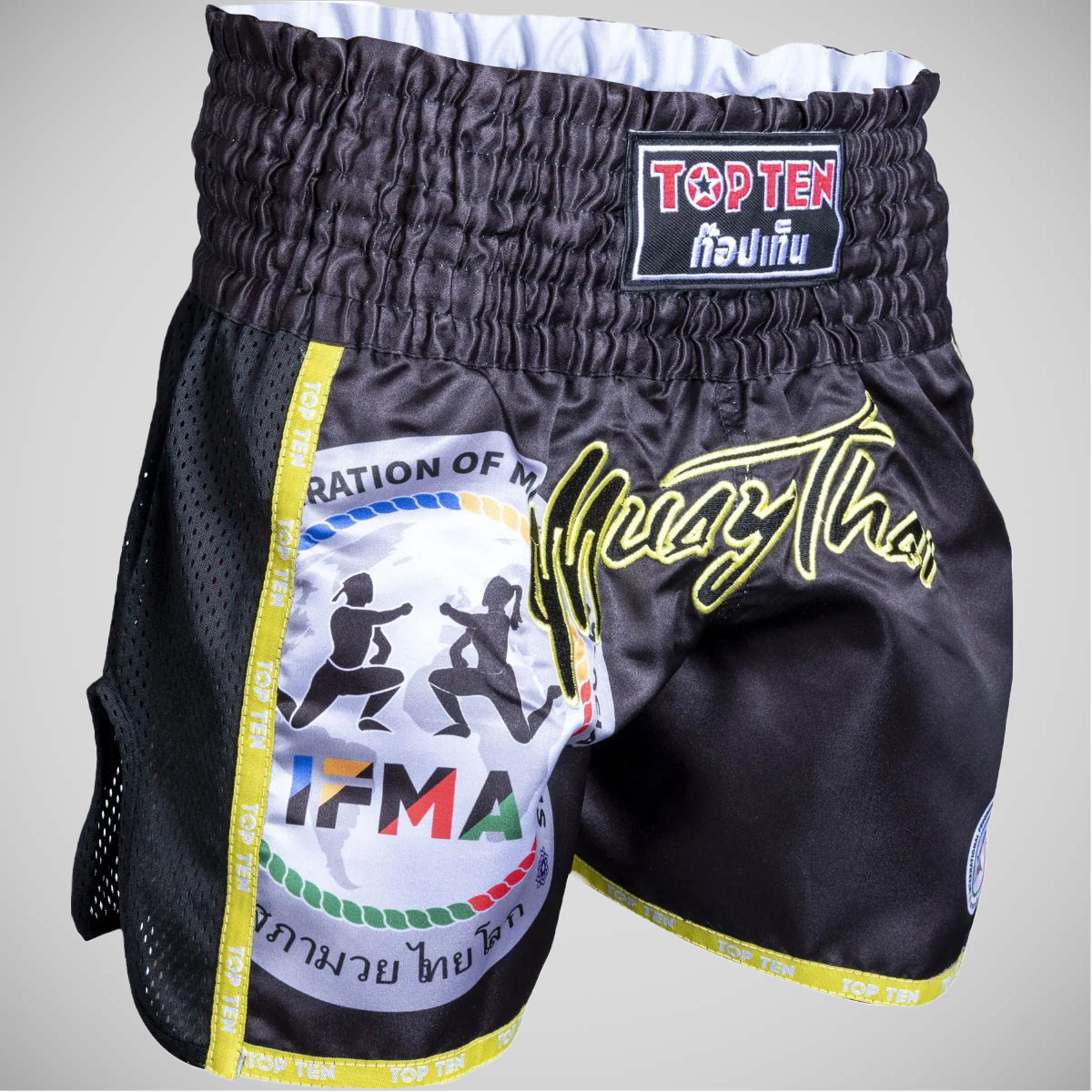 Black Top Ten Prachao IFMA Muay Thai Shorts    at Bytomic Trade and Wholesale