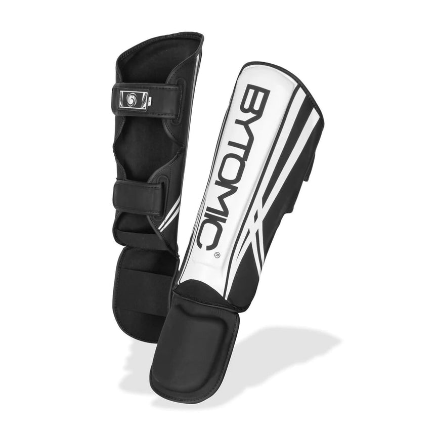 Black/White Bytomic Axis V2 Shin Instep Guards    at Bytomic Trade and Wholesale