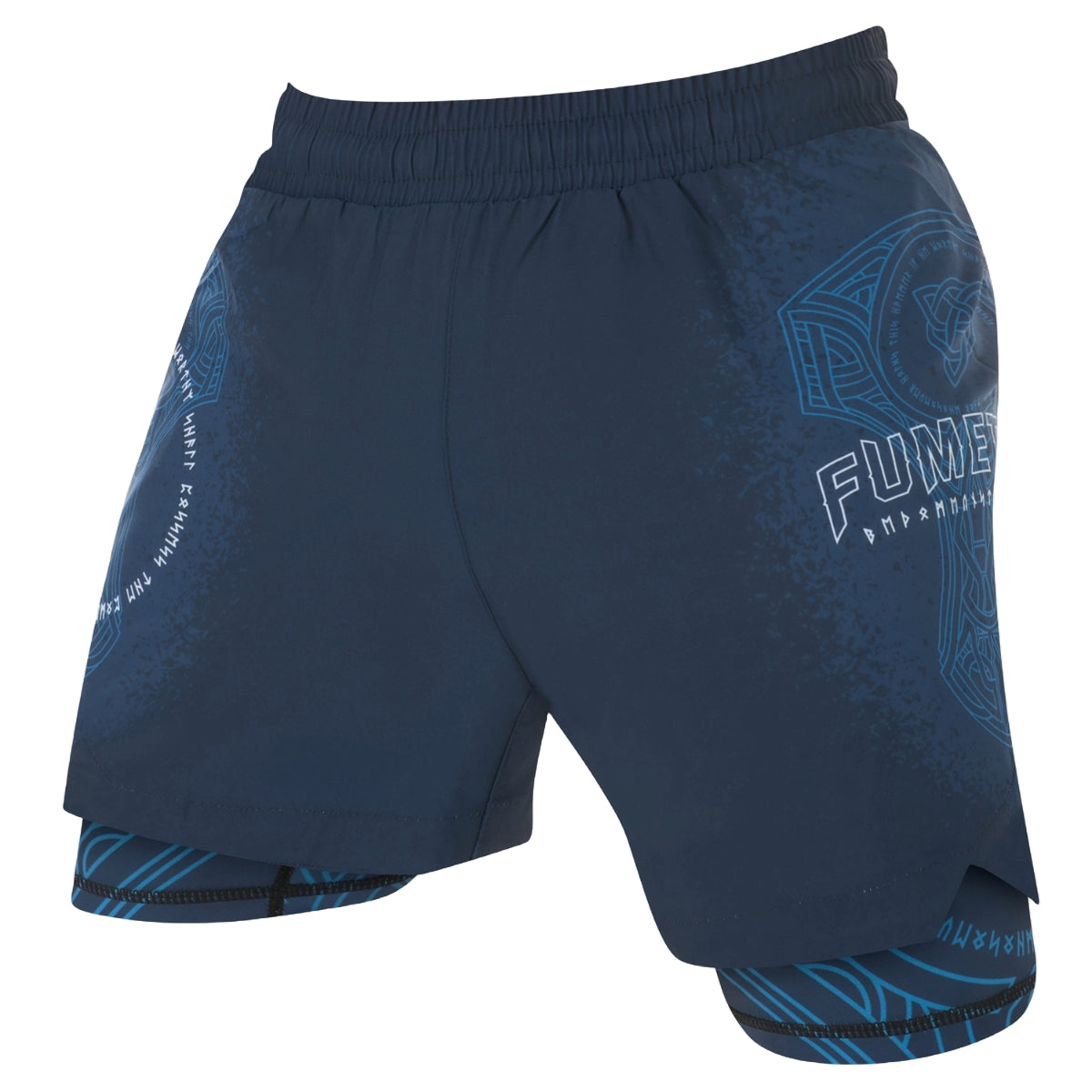 Blue/Black Fumetsu Mjolnir Dual Layer Fight Shorts    at Bytomic Trade and Wholesale