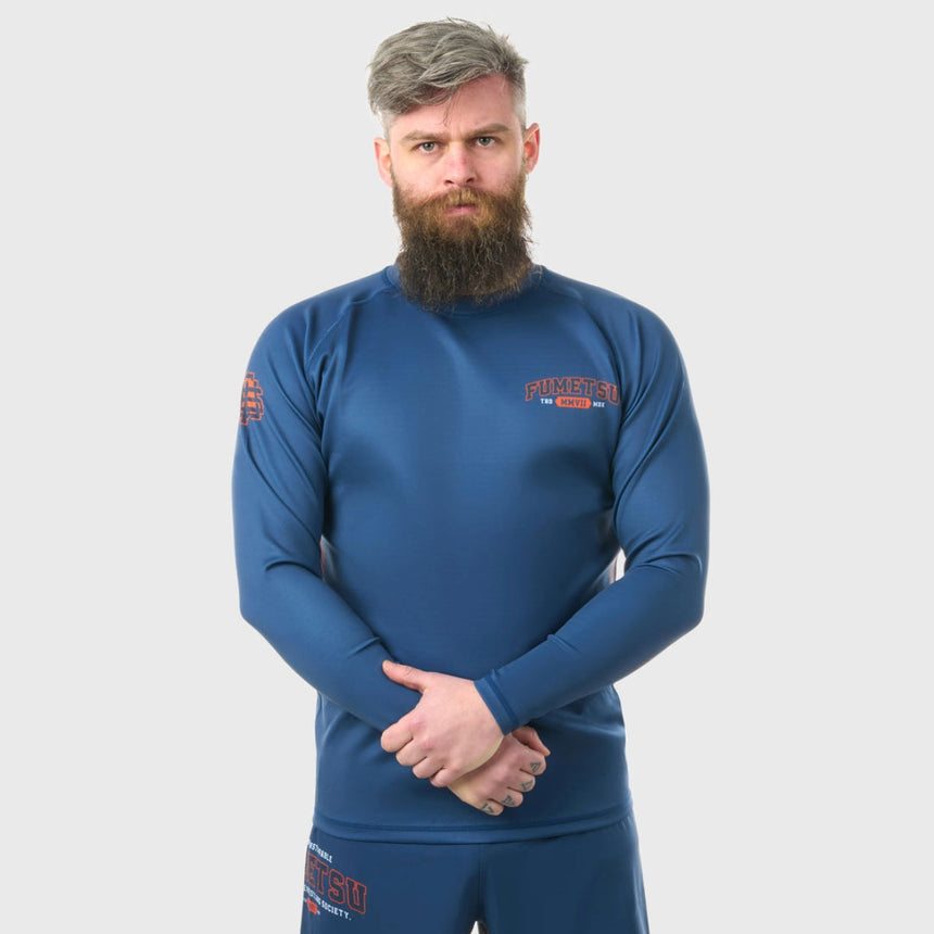 Navy Fumetsu Varsity Long Sleeve Rash Guard    at Bytomic Trade and Wholesale