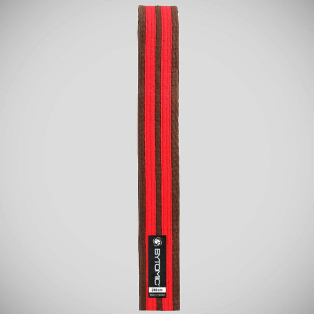 Brown/Red Bytomic Double Stripe Belt    at Bytomic Trade and Wholesale