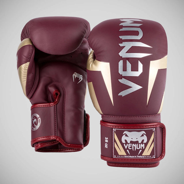 Burgundy/Gold Venum Elite Boxing Gloves    at Bytomic Trade and Wholesale