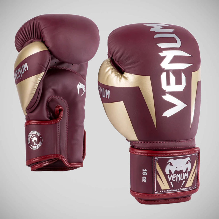 Burgundy/Gold Venum Elite Boxing Gloves    at Bytomic Trade and Wholesale