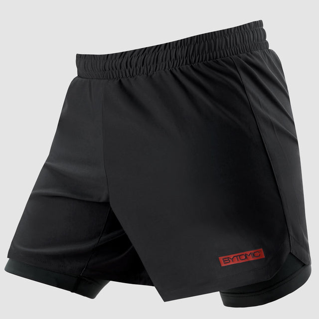 Black Bytomic Red Label Dual Layer Training Shorts    at Bytomic Trade and Wholesale