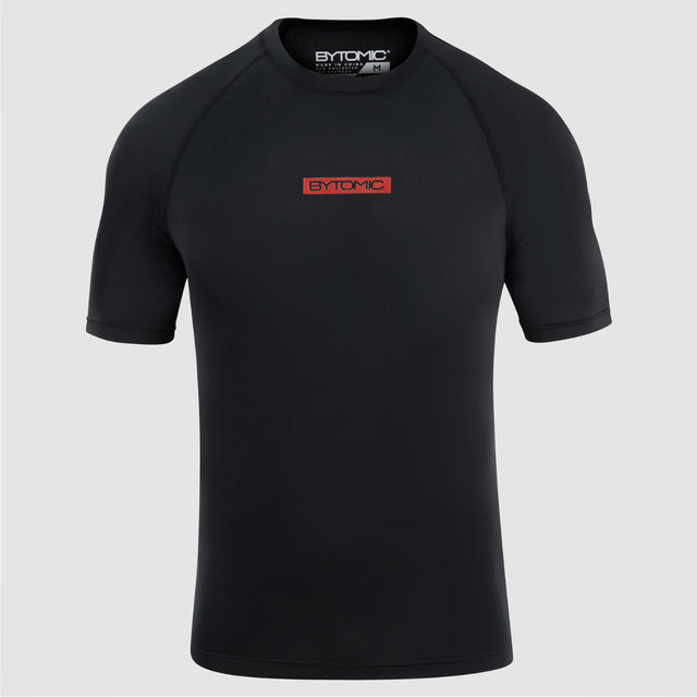 Black Bytomic Red Label Short Sleeve Rash Guard    at Bytomic Trade and Wholesale