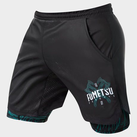 Fumetsu Berserker Dual Layer Training Shorts Black/Green    at Bytomic Trade and Wholesale