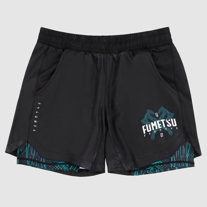 Fumetsu Berserker Dual Layer Training Shorts Black/Green    at Bytomic Trade and Wholesale