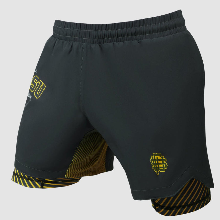 Grey Fumetsu Varsity Dual Layer Fight Shorts    at Bytomic Trade and Wholesale