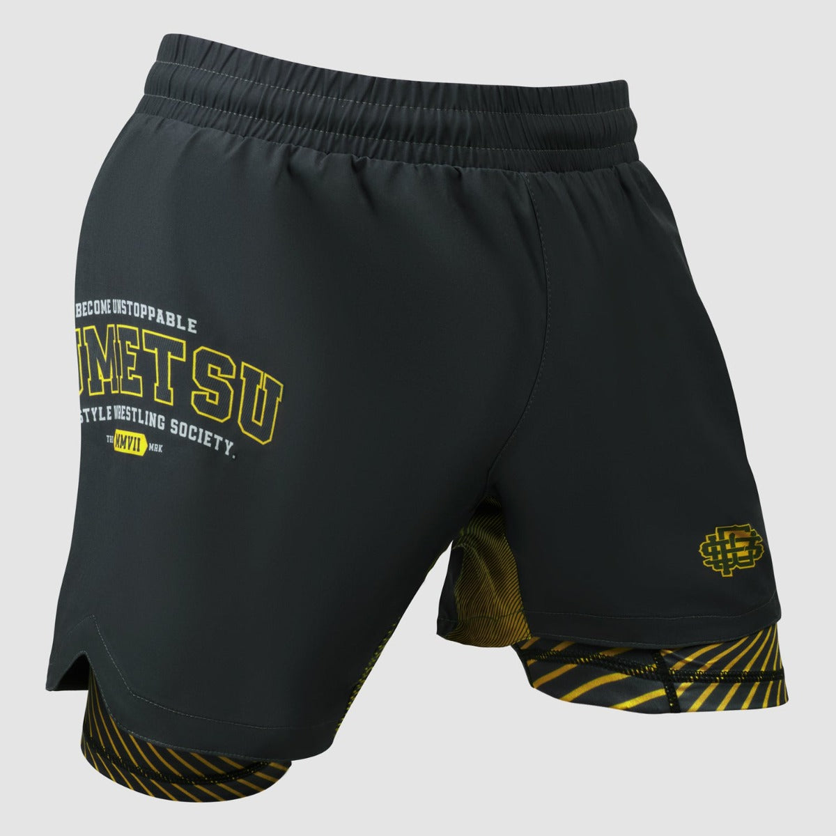 Grey Fumetsu Varsity Dual Layer Fight Shorts    at Bytomic Trade and Wholesale