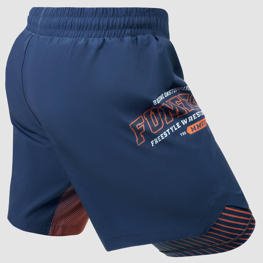 Navy Fumetsu Varsity Dual Layer Fight Shorts    at Bytomic Trade and Wholesale