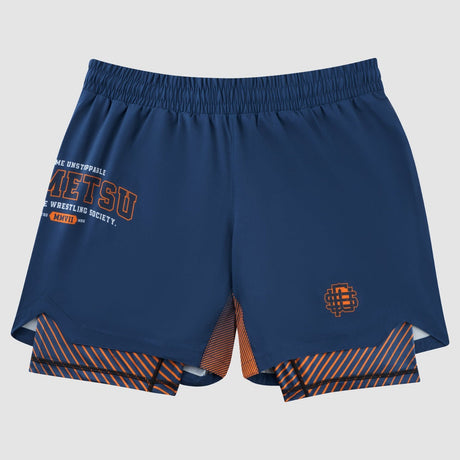 Navy Fumetsu Varsity Dual Layer Fight Shorts    at Bytomic Trade and Wholesale