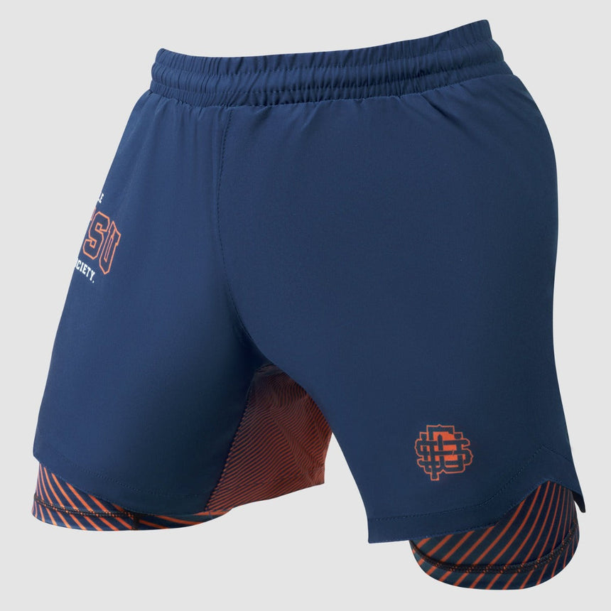 Navy Fumetsu Varsity Dual Layer Fight Shorts    at Bytomic Trade and Wholesale
