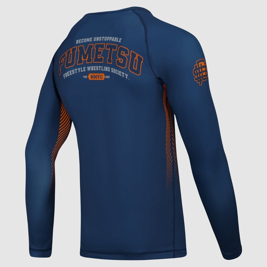 Navy Fumetsu Varsity Long Sleeve Rash Guard    at Bytomic Trade and Wholesale