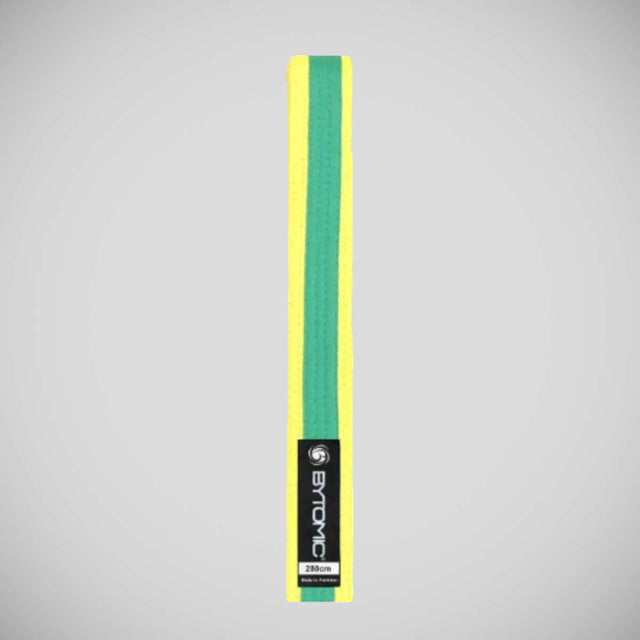 Yellow/Green Bytomic Coloured Stripe Martial Arts Belt    at Bytomic Trade and Wholesale