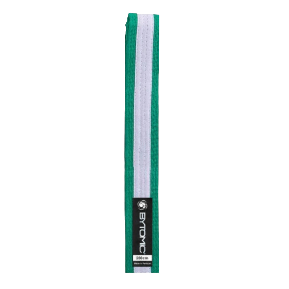 Green/White Stripe Bytomic 100% Cotton Martial Arts Belt at Bytomic Trade and Wholesale